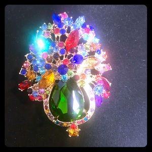 Peacock Brooch - Costume Jewelry